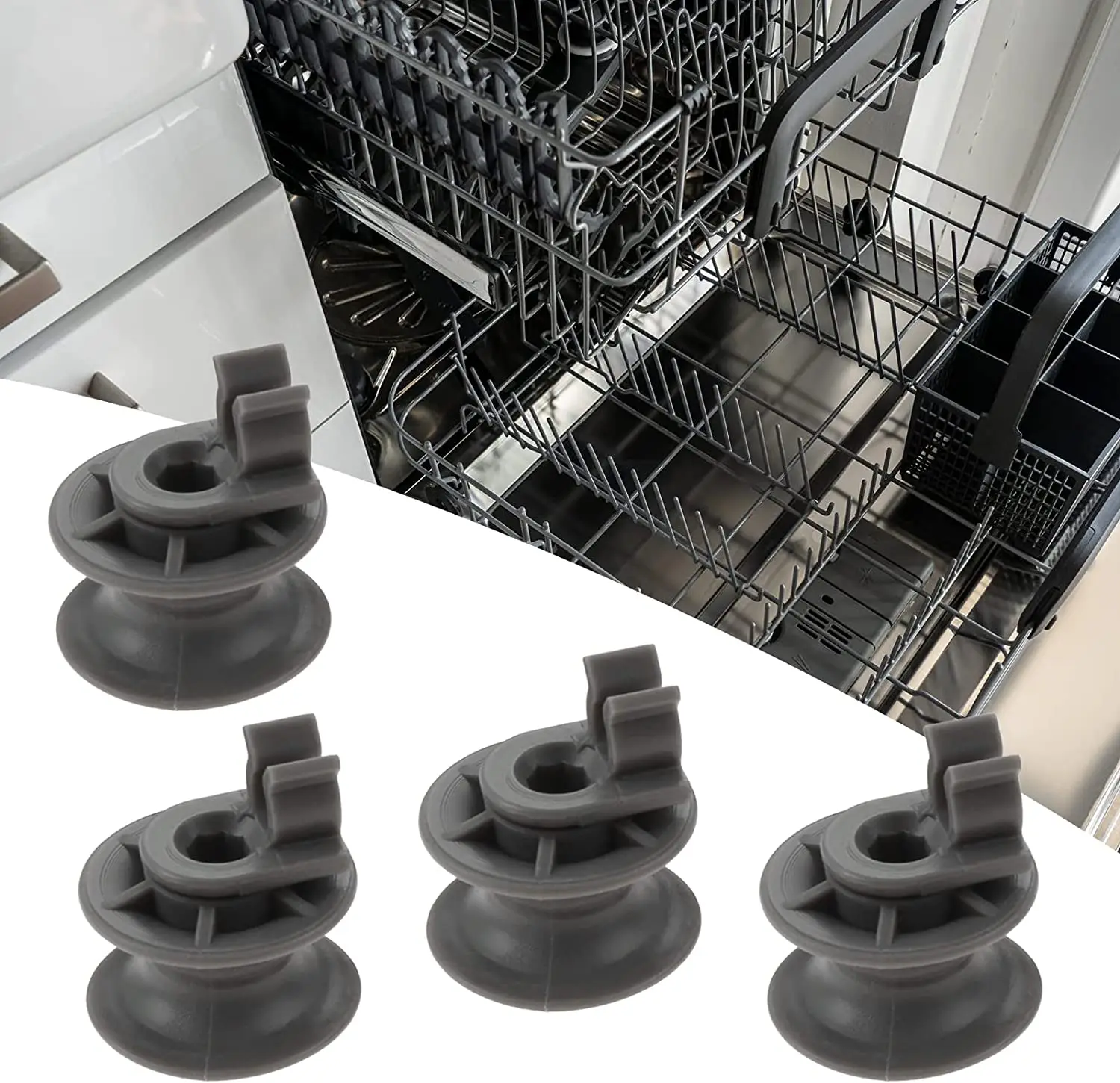 4pcs 4581DD3002A Upper Dishwasher Rack Roller & Axle Assembly fit for LG Ken-more  Replace 4581DD3002A,AP4437685,4581DD9001B