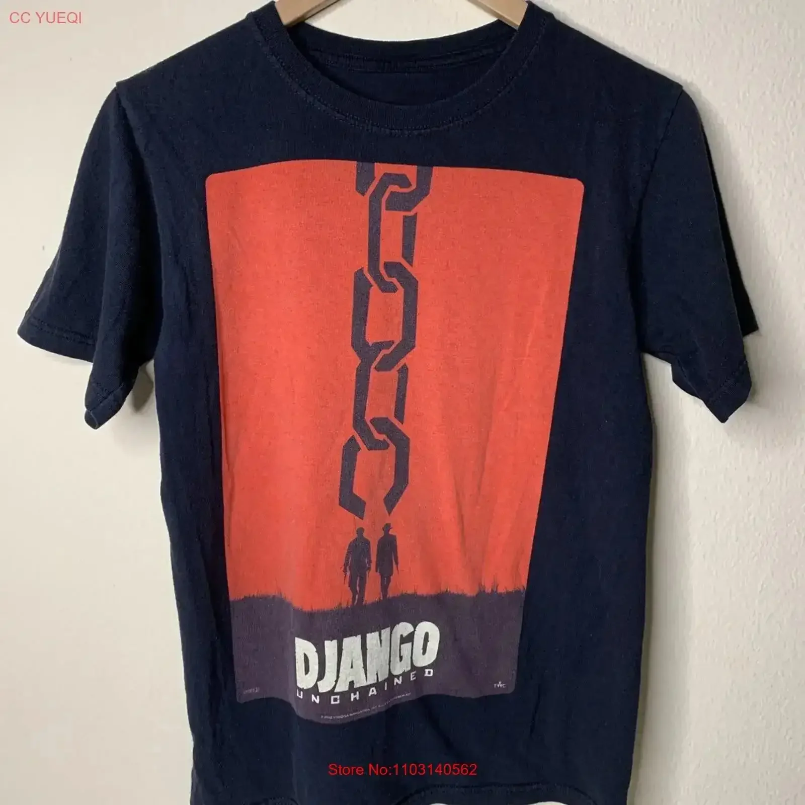 ジャンゴ・アンチェインド・プロモーションtシャツ-メンズ-サイズs-タランティーノ映画アート-2012-ヴィンテージ-ウォッシュド-ストリートウェア-グラフィック-トップス-日常着用