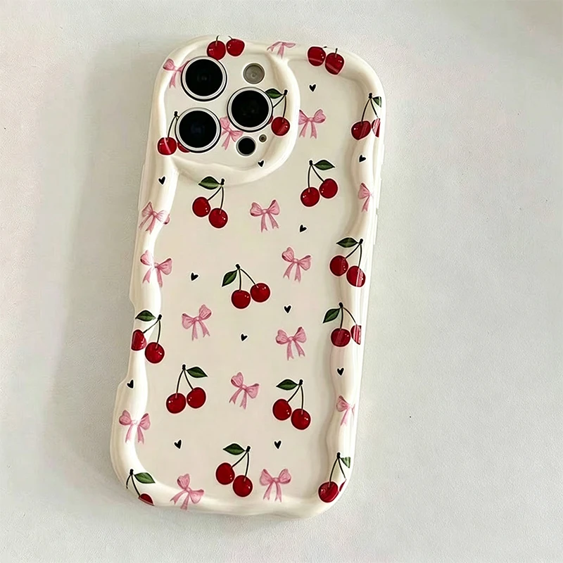 Heart Bow Cherry partten Phone Case For Oppo Reno15 Reno14 Reno13 Reno12 Reno11 Reno8 Reno7 Reno5 Z F T F29 Pro 4G 5G Back Cover