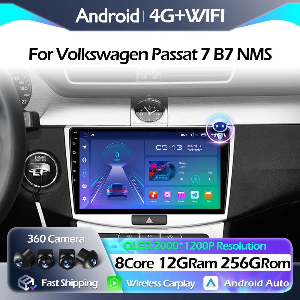 

Car Radio For Volkswagen Passat 7 B7 NMS 2011 - 2015 Multimedia Video Player Carplay Android Auto Navigation GPS WIFI DSP BT