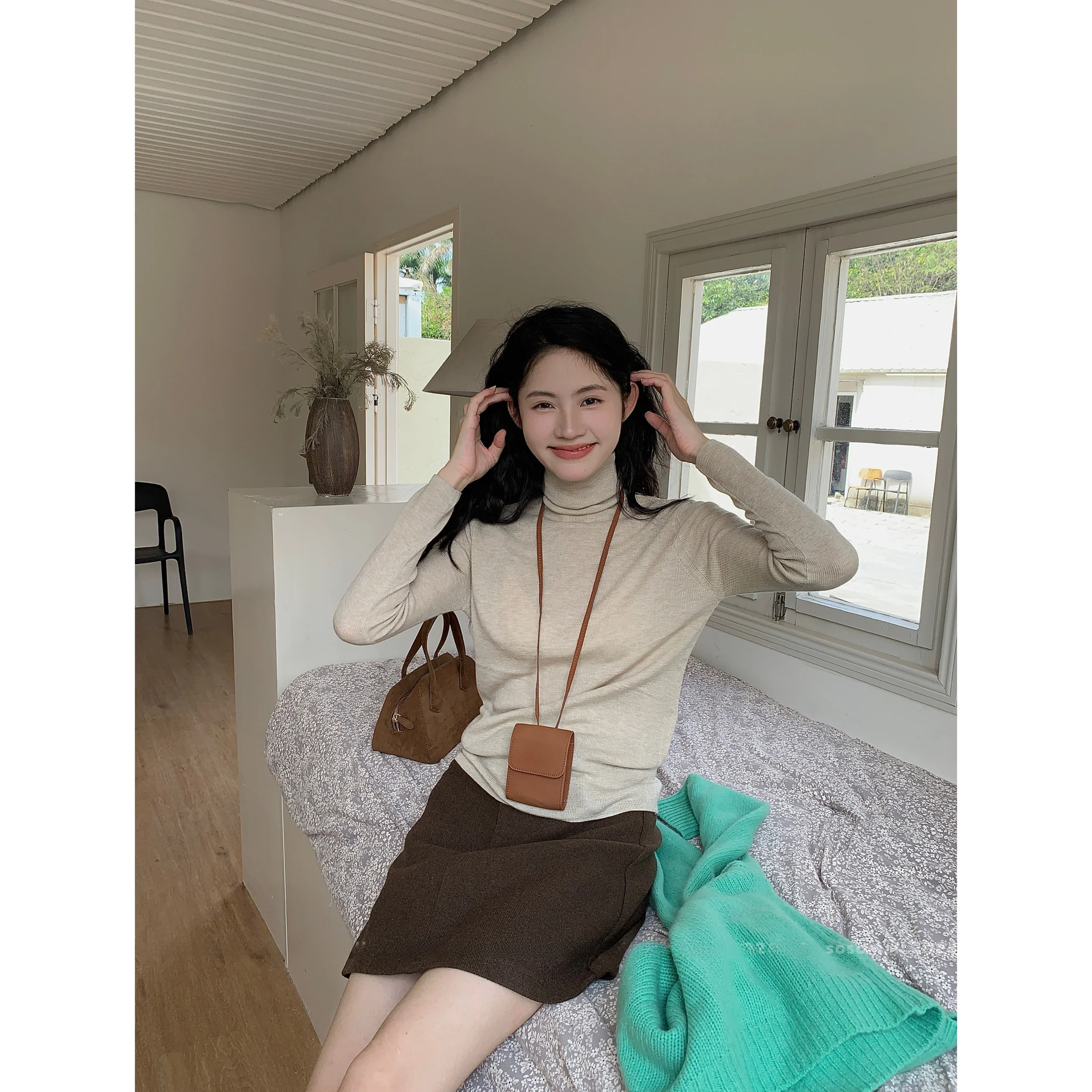 

Утепленная трикотажная базовая одежда из смесовой шерсти, облегающая, однотонная, с длинными рукавами, из полиэфирного волокна