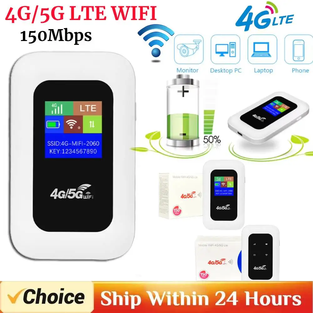 

4G/5G Mobile WIFI Router 150Mbps 4G LTE Mobile WiFi Hotspot Portable Pocket Wireless Router with Sim Card Slot for Outdoor Car