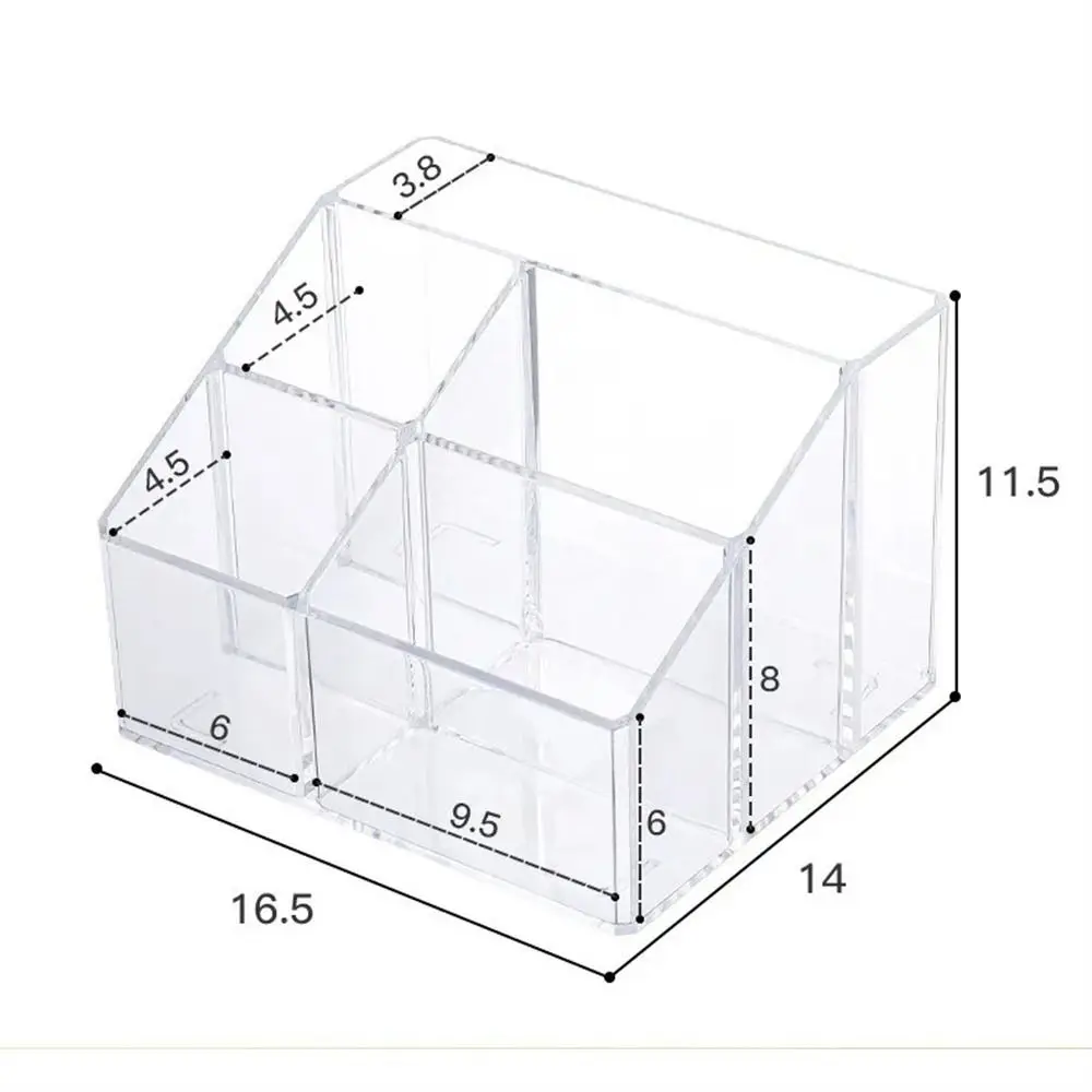 Large Capacity Desk Pen Holder Multifunction Transparent Pencil Storage Box Pen Stand 5-Grid Stationery Organizer