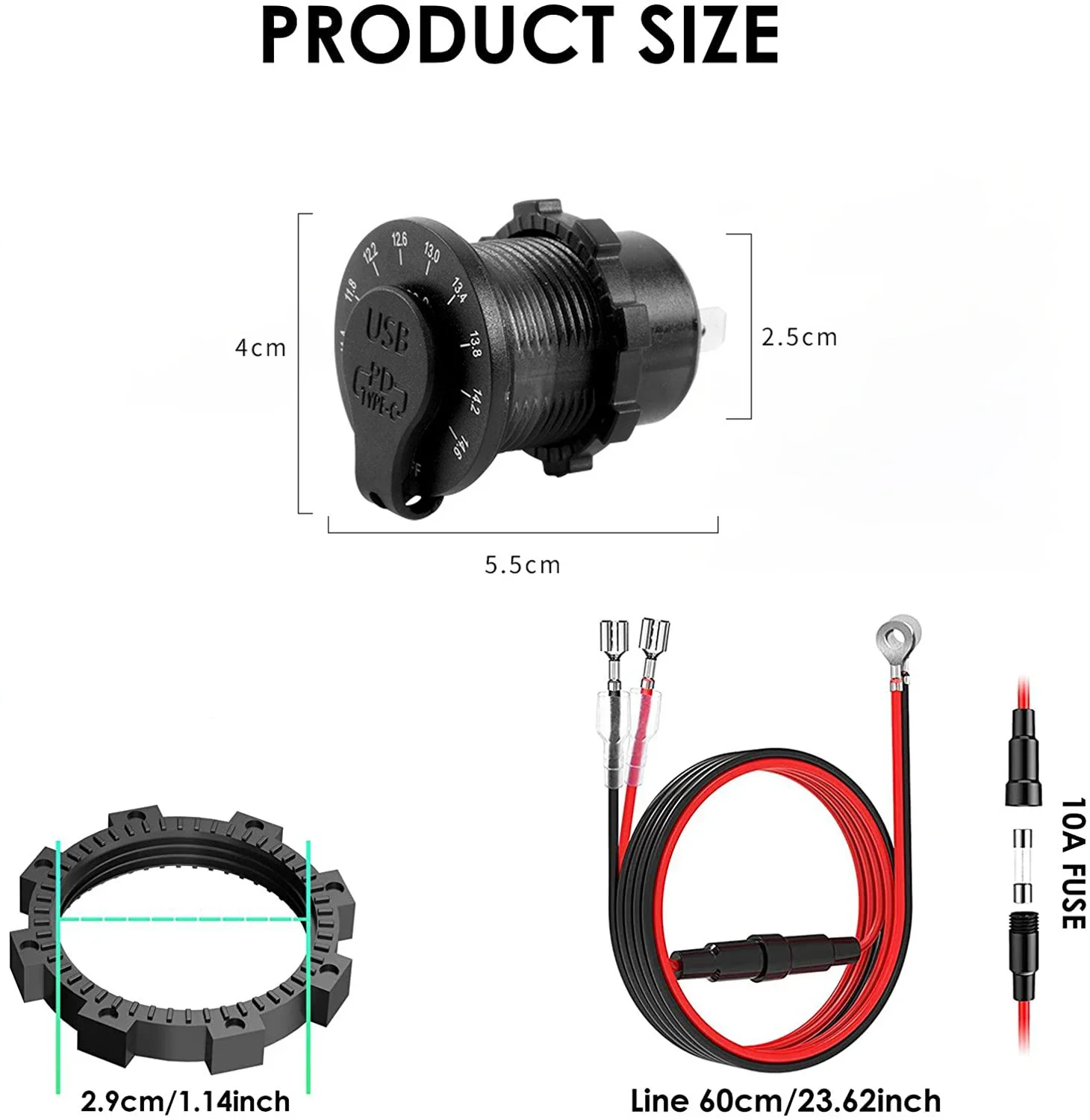 Qc3.0 36w Dual-USB-Ladegerät 12V wasserdichtes USB-PD-Steckdose Schnell ladegerät mit Ein-Aus-Netzschalter für Auto Boot Motorrad LKW Geländewagen