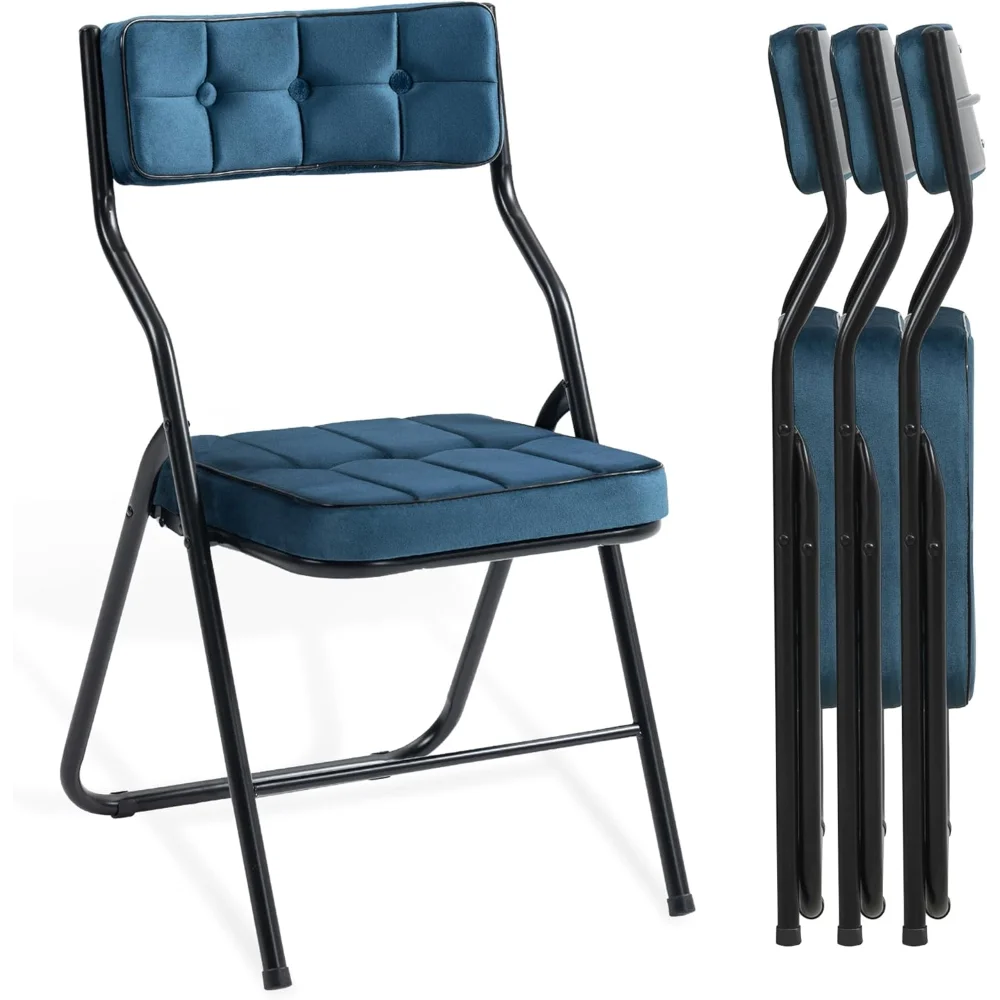 

Padded Folding Chairs 4 Pack - Foldable Dining Chair with Cushion, Portable and Assembled Extra Seat