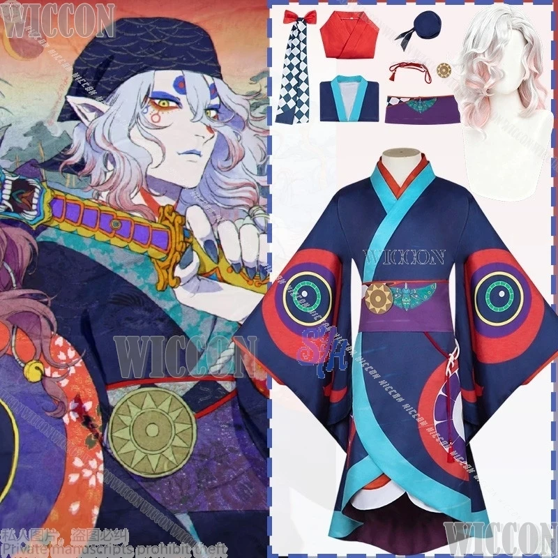 

Phantom Anime Rain Cosplay Furry Cat Anthropomorphic Japan Ukiyoe Styles Kimono Retro Gorgeous Dress Halloween Carnival Outfit