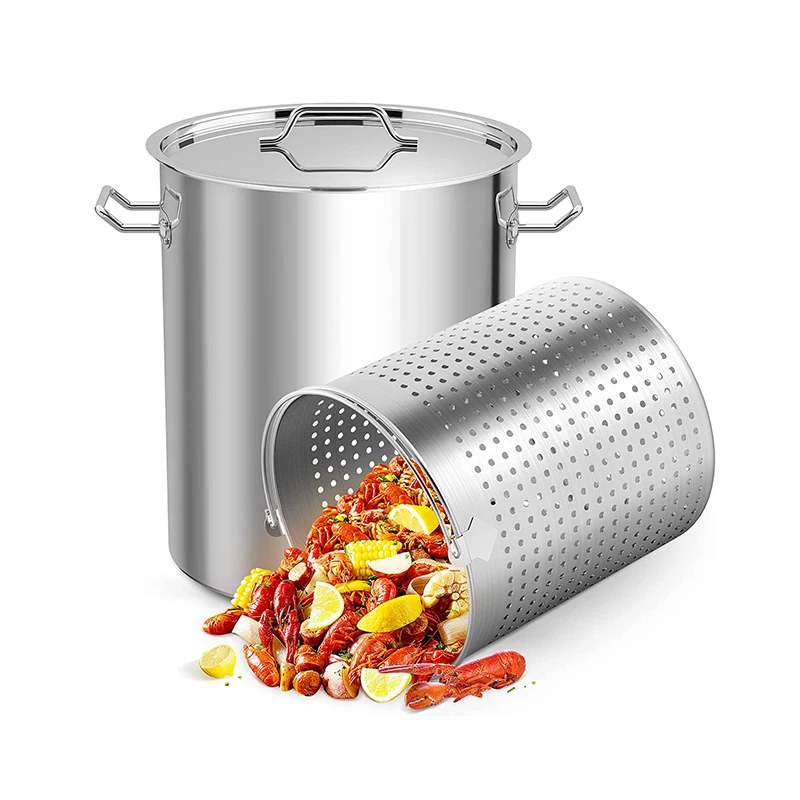Stainless Steel Cookware Soup Pot Seafood Saucepan Cooking Pot with Handle