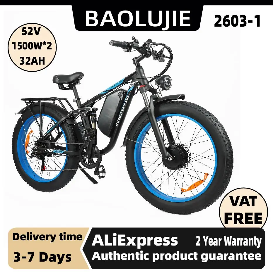 

BAOLUJIE 2603 3000W Motor Electric bicycle 48V25Ah-52V32Ah battery City Commuter Electric Bike 26inch tireall terrain E-bike