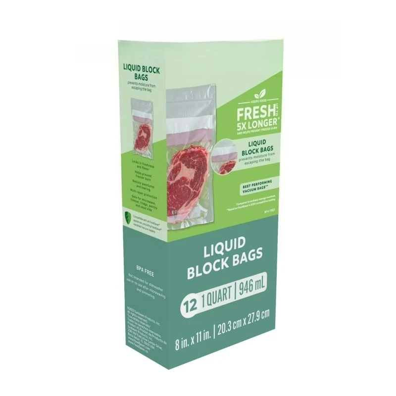 

Liquid Block Quart Vacuum Sealer Bags (8" x 11"), 12-Count BPA-Free Vacuum Seal Bags for Sous Vide and Liquids