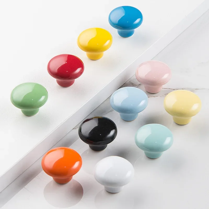 Candy Color Knobs Ceramic Drawer Knobs Cabinet Pulls  Round Furniture Kitchen Handle Furniture Handle for Kids Room Hardware