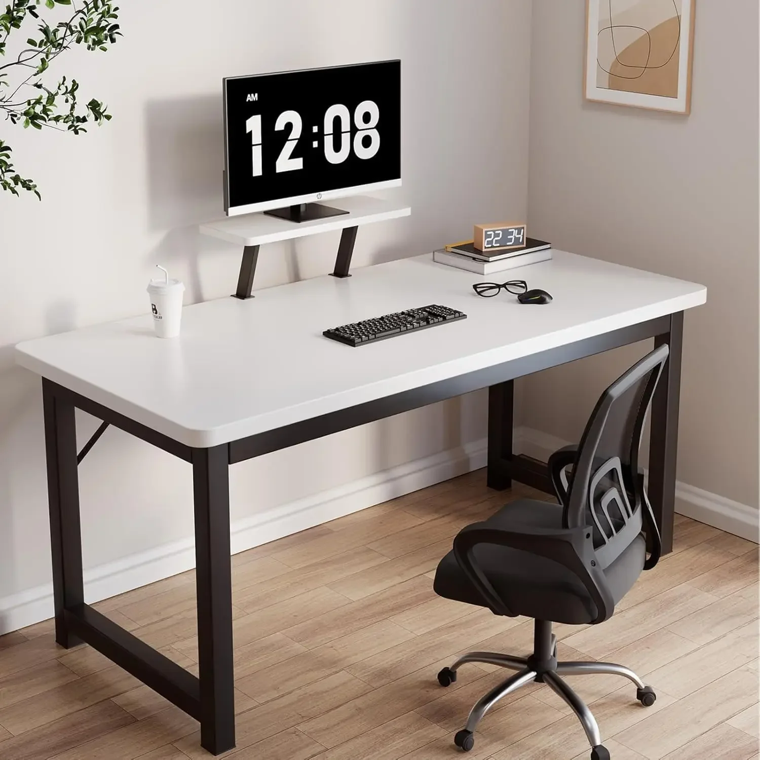 

Computer Desk for Bedroom,39.4 Inch Study Table with Small Desk for Home Office.