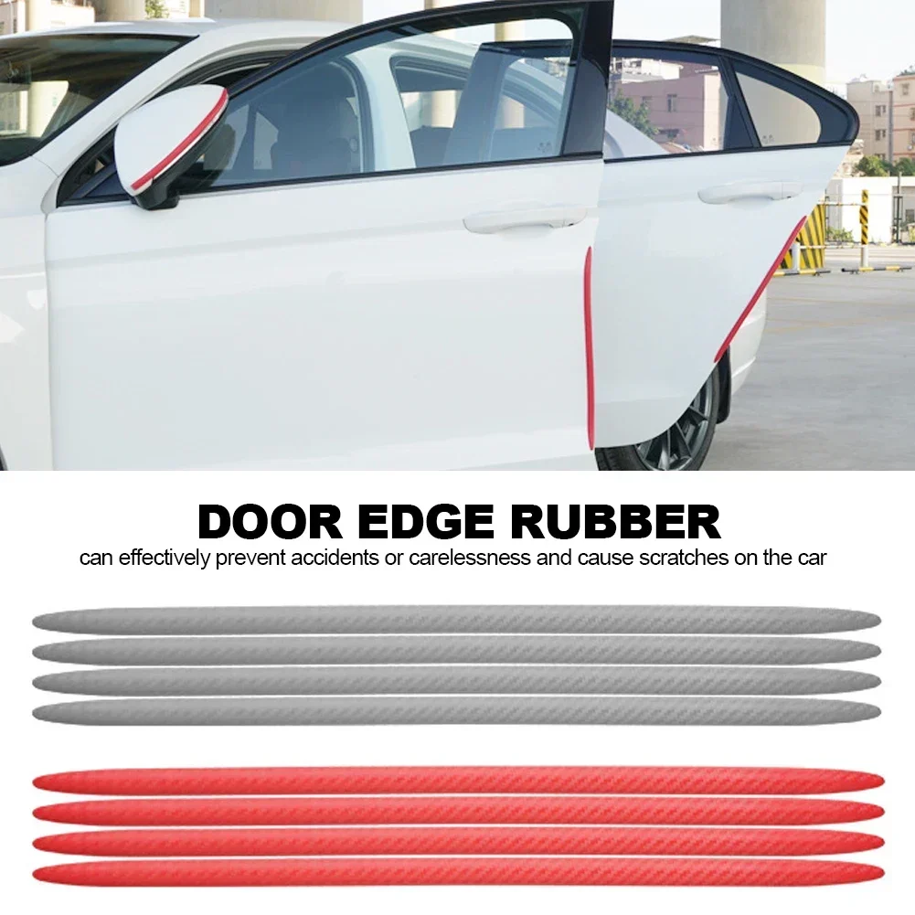 4pcs Carbon Fiber Car Door Edge Protector Strip Anti Collision Sticker Car Bumper Guard Corner Protection Crash Rubber Strips