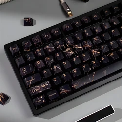 Creative Cherry Keycaps Black Marble Large Set PBT 129 Keys for Mechanical Keyboards