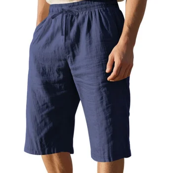 Été nouveau lâche coton lin respirant hommes 5 parties Short...