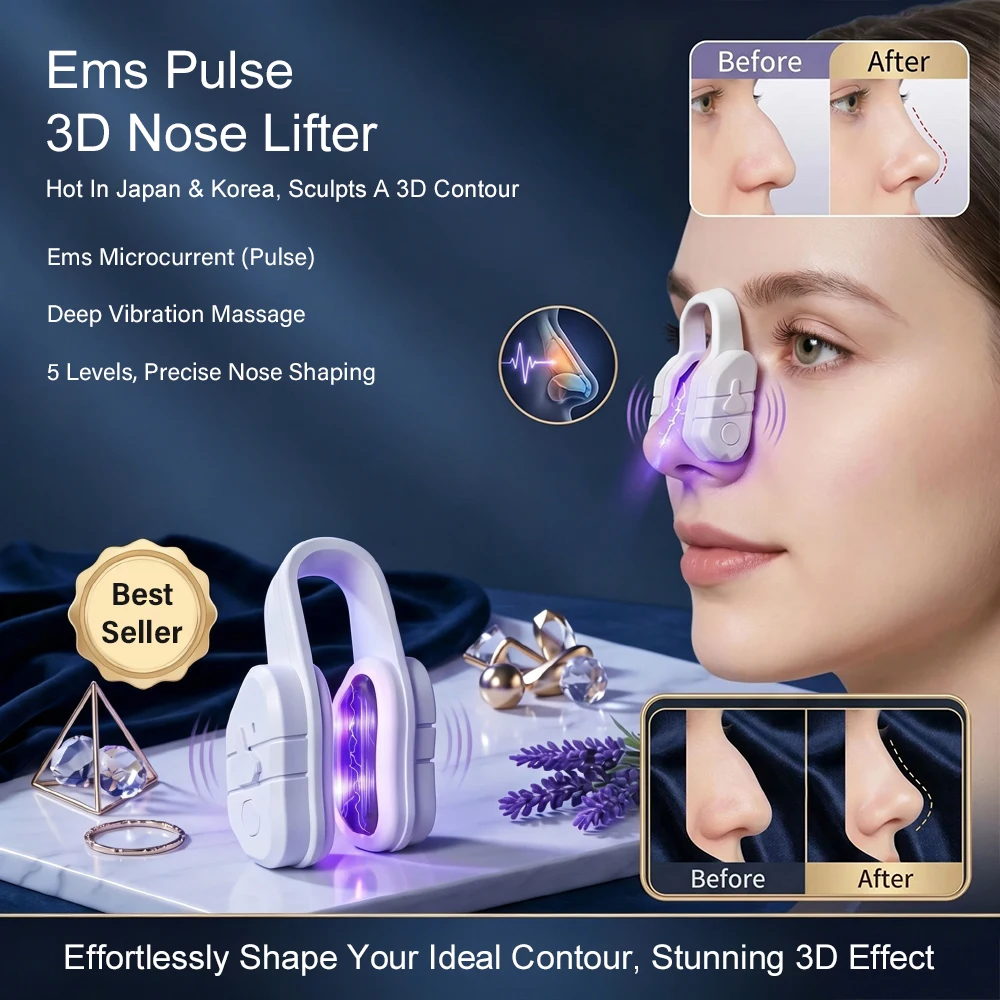 New Beauty Nose Sculpting Massager Clip Silicone Nose Shaper Microcurrent EMS Pulse Technology Lift-Up High Bridge Nose