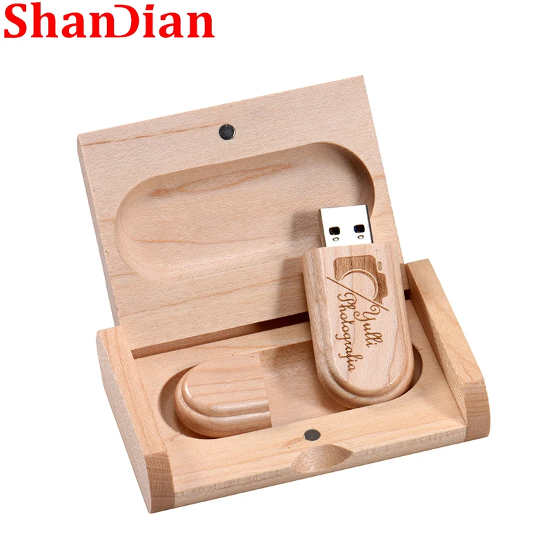 صندوق خشبي شندي ومحرك أقلام بشعار مخصص مجاني ، محرك فلاش USB ، عصا ذاكرة بسعة حقيقية ، هدية إبداعية ، 64 جيجابايت ، 32 جيجابايت ، 16 جيجابايت ، GB