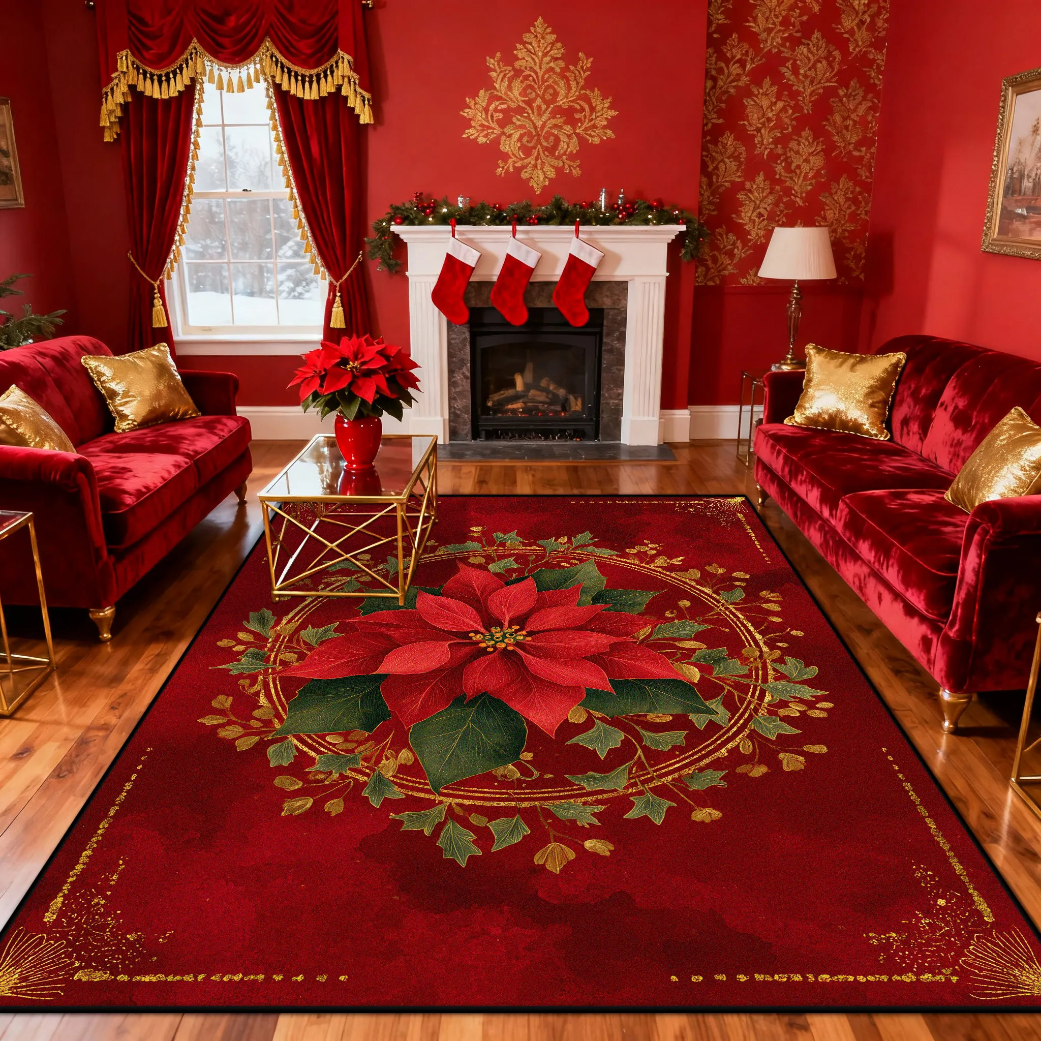 

Великолепный красный ковер для гостиной, большие украшения для дивана, коврики для спальни, гардеробной, нескользящие коврики, рождественский подарок