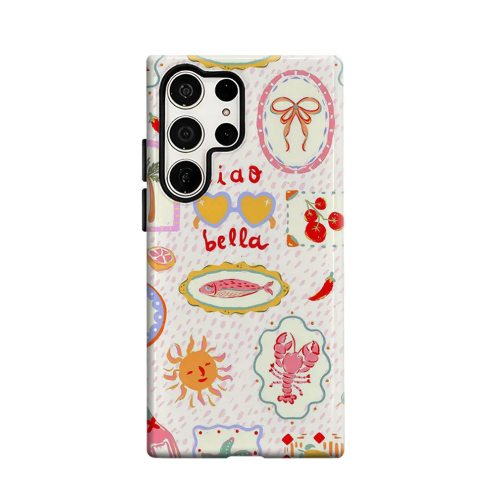 CaseLumi Phone Case For Samsung Galaxy S25 S24 S23 Ultra Plus HD Hard Italian Summer Ciao Bella Double Layer Cover Film Shell