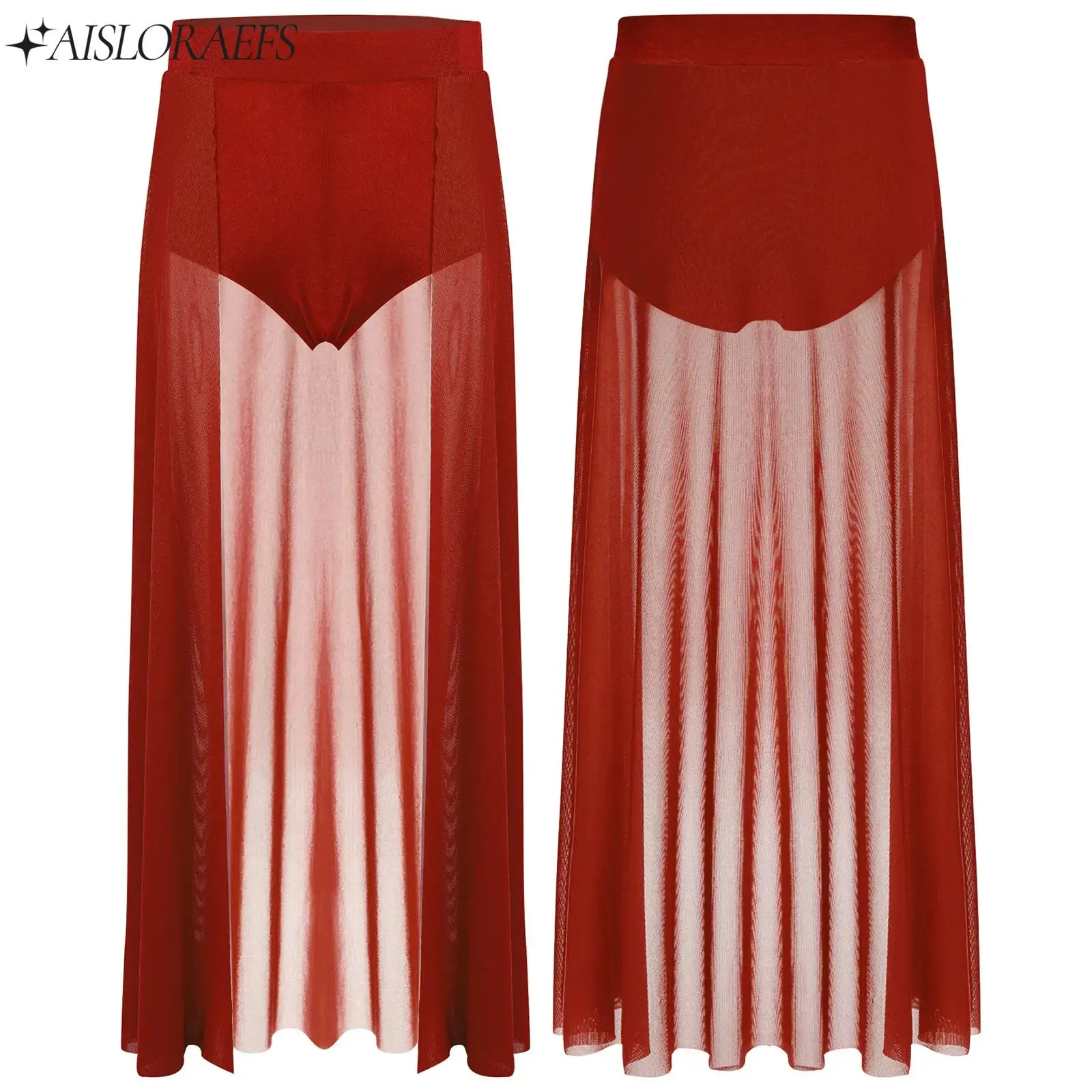 

Kids Open Front Ballet Lyrical Modern Dance Skirts Girls Party Performance Clothes Fashion Built-in Briefs Ankle Length Skirts