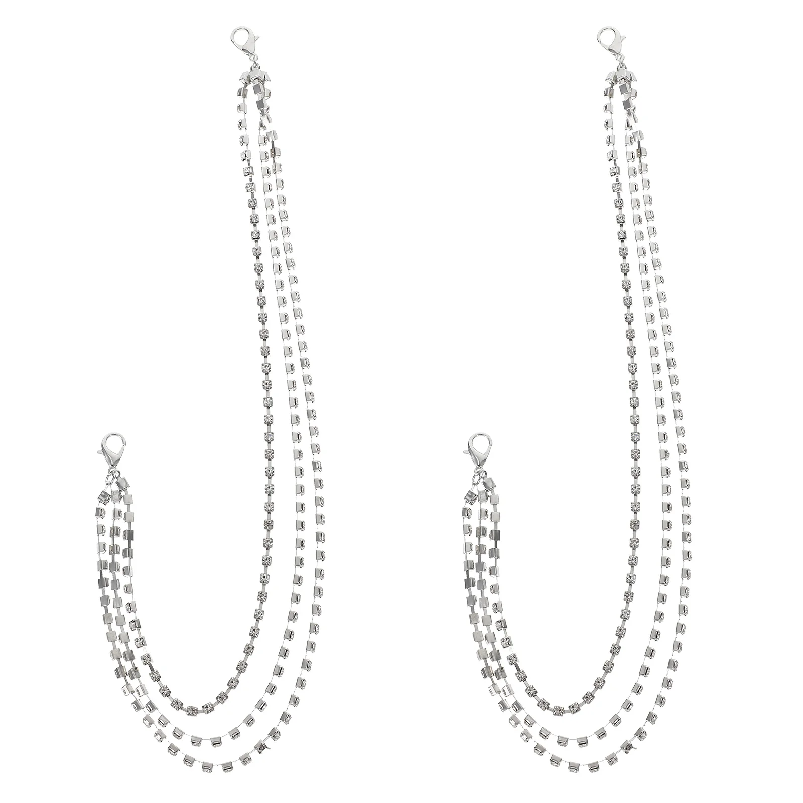 

1 Pair Multi-Layer Rhinestone Shoe Chain Decorations Bling Sneaker Accessories Women Boot Jewelry Charm Chains For Western