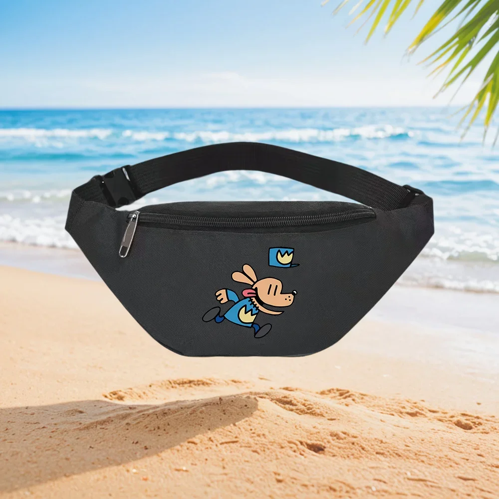 Happy Dog Running with Crown: Waist Backpack Crossbody Chest Bag Street Casual Sporty Fashionable Simple Unique Printed Design