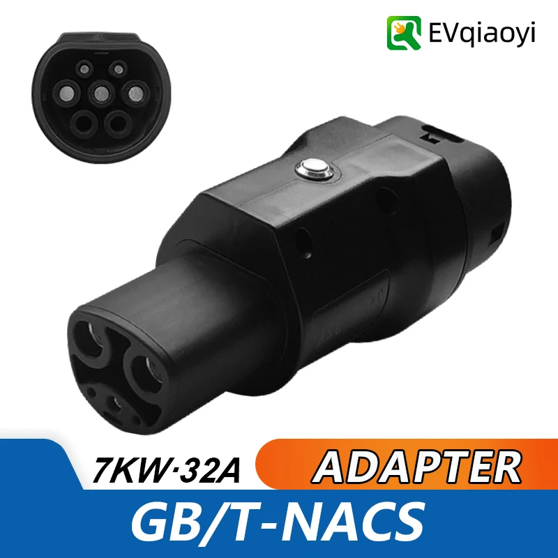 

Адаптер для зарядки EVqiaoyi GB/T к NACS 32A 7 кВт, портативный адаптер для зарядных устройств EV, конвертер GB/T для Tesla Model S/X/3/Y