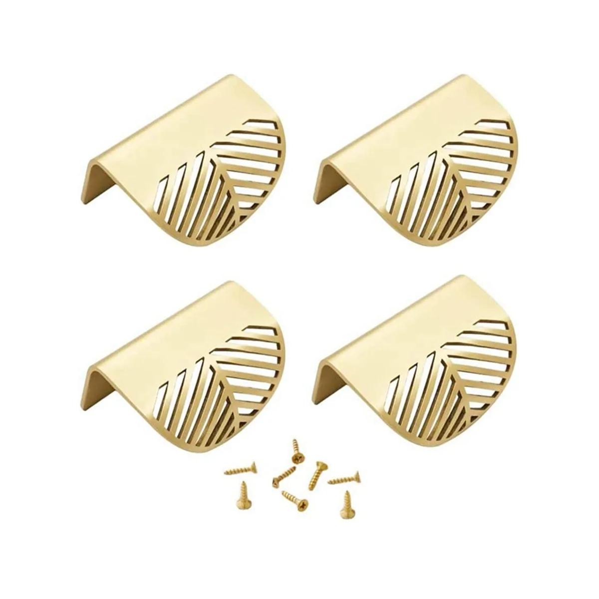 Set of 4 Leaf Cabinet Pulls Gold Concealed Furniture Knobs Balcony Door Knobs Cabinet Pulls with Adjusting Screws