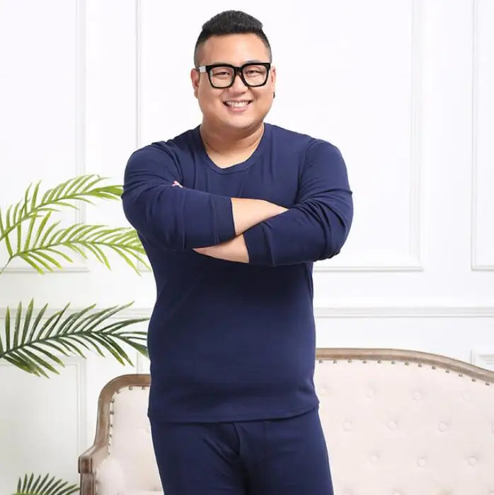 Tamanho grande 6xl 7xl 8xl inverno masculino quente 100% algodão roupa interior leggings térmicas define topos e calças elasticidade estiramento