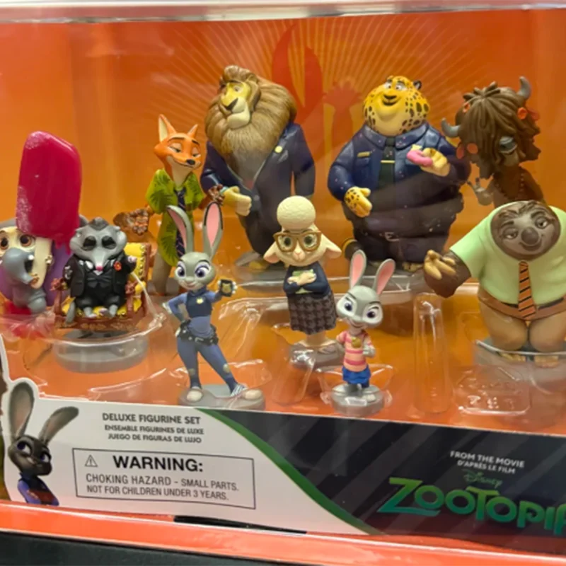 Disney Zootopia Deluxe Figurine Playset 10 Characters Judy Hopps Nick Wilde Clawhauser Action Figures Toy Set Kids Birthday Gift