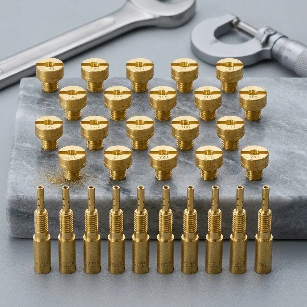 30pcs Carburetor Jet Kit Compatible For Mikuni HS40 HSR42 HSR45 TM33 VM29 Main Idle Nozzle Set Power Equipment Parts