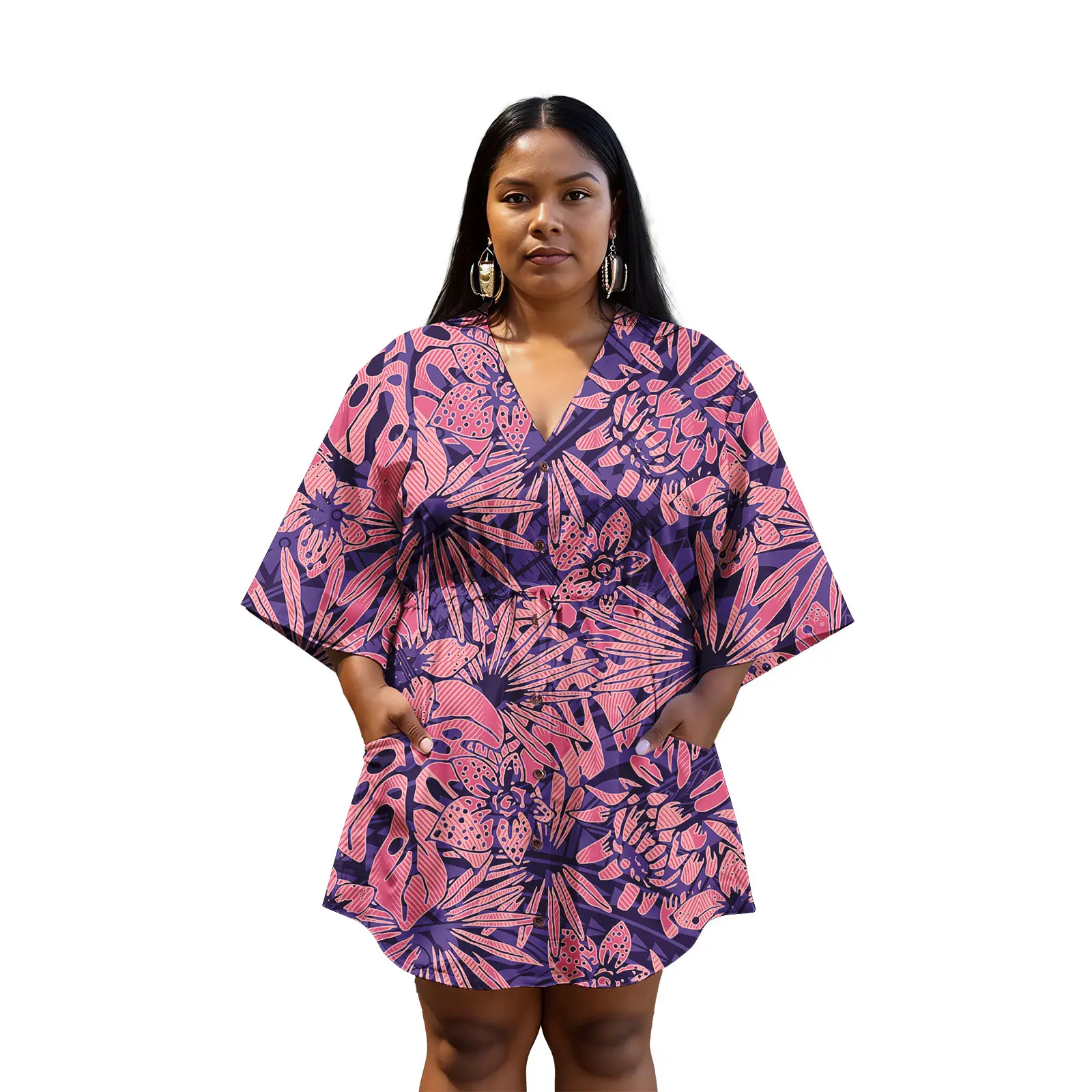 Vintage Midi Dress Dress Women Polynesian Pacific Island Hawaii Dress Patterns Custom Casual Clothing
