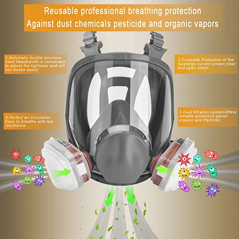 6800 plyn maska nemlžící se plný obličej respirátor průmyslový malba postřik respirátor bezpečnosti práce filtr formaldehyd ochrana