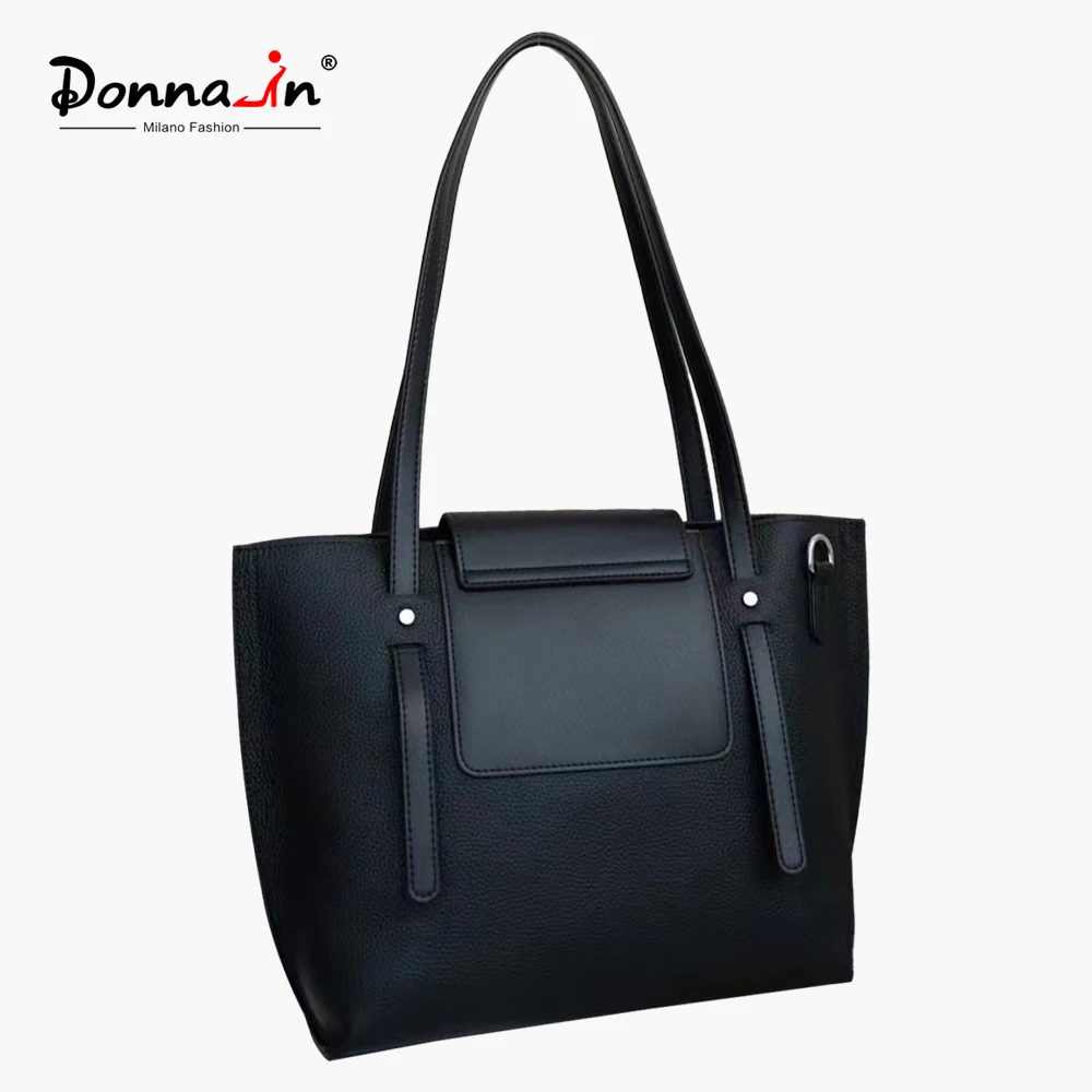 

Donna-in большая сумка из натуральной коровьей кожи, натуральная двойная контрастная цветная женская сумка, повседневные большие прогулочные сумки на плечо, подмышки