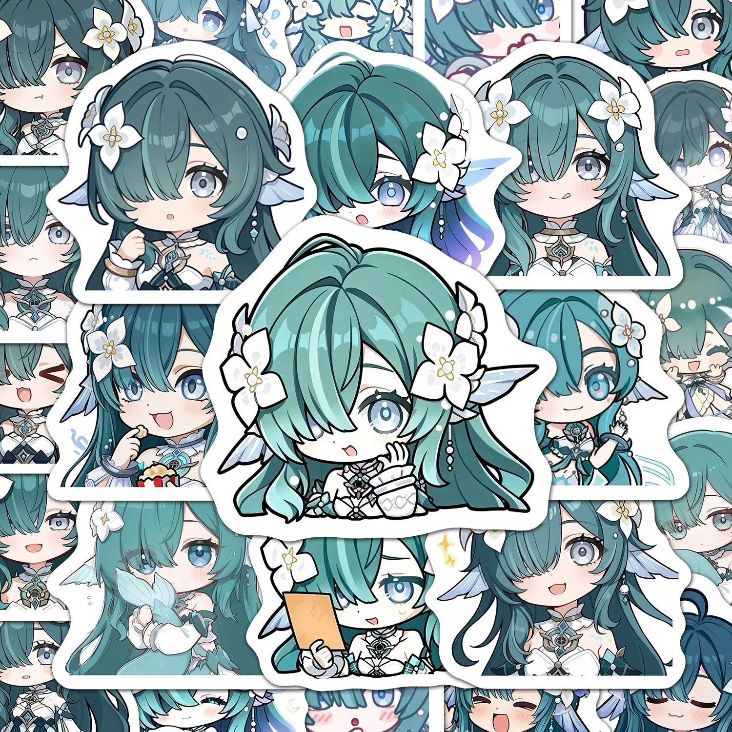 Around Genshin Impact, Voyanisa Cosplay Sticker Q Version Hand Account to Winter Figure Head Mermaid Sticker HD anime