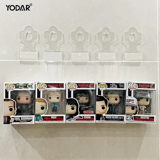 Przezroczysty akrylowy niewidoczny haczyk ścienny do pudełek Funko Pop - Ukryty haczyk do zawieszenia figurek kolekcjonerskich w pudełku, bez uszkodzeń.