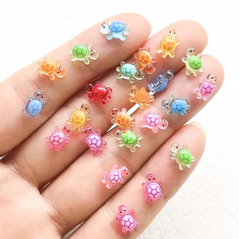 109/208pcs Cute Mini Random Color Turtle Resin, Suitable for Nail Art, Cutting and Pasting Thin Accessories, DIY Crafts image 4
