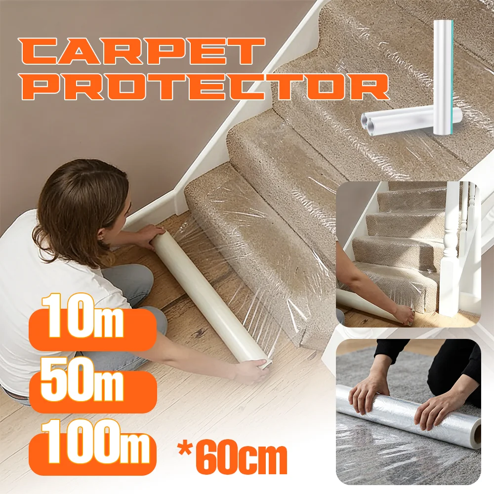 10M/50M/100M Self Adhesive Carpet Floor Protector Roll Protection Cover Dust Film UK
