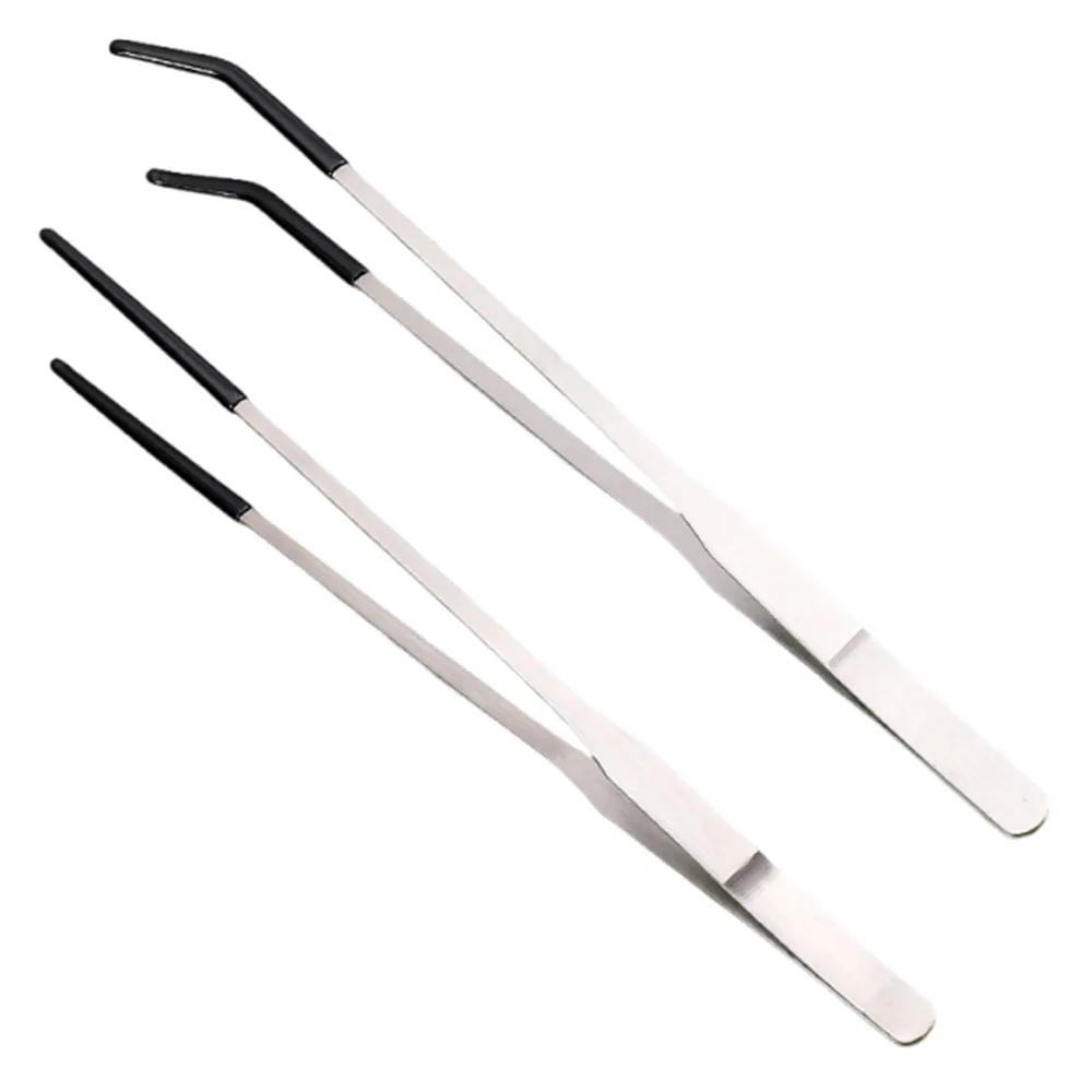 

2Pcs Stainless Steel Aquarium Feeding Tweezers Non-slip Straight and Curved Reptile Feeding Tongs 27CM Dazzling