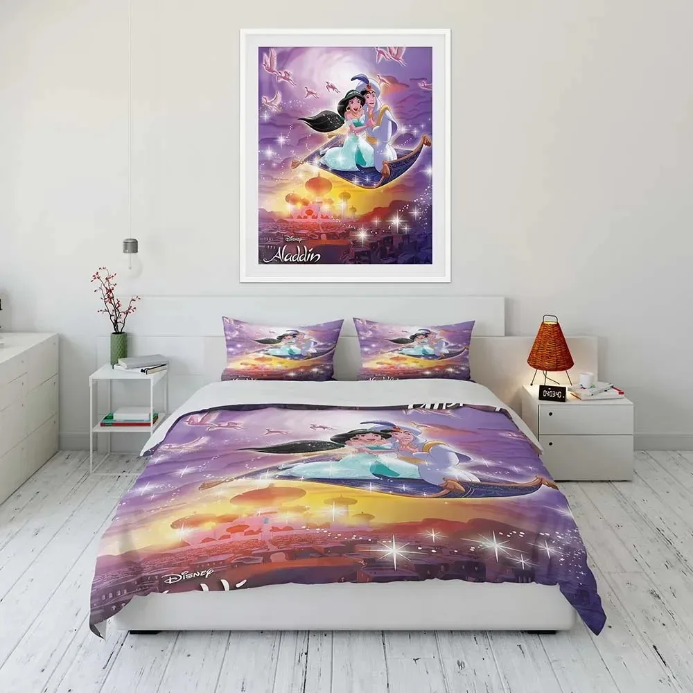 Disney Home Room Bedroom Decoration Aladdin Jasmine Duvet Cover Pillow Cover Boy Girl Duvet Cover Gift Bedding Queen Double Bed