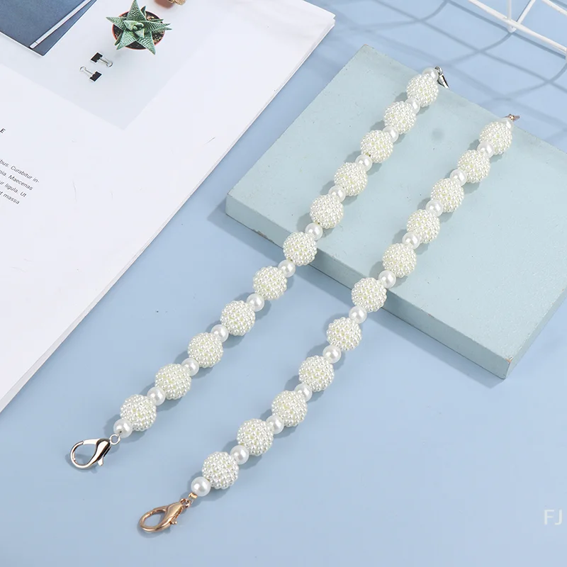 [YU] حزام حقيبة اللؤلؤ لحقيبة اليد مقبض أحزمة المحفظة استبدال مقابض سلسلة مطرز لملحقات حقيبة الكتف