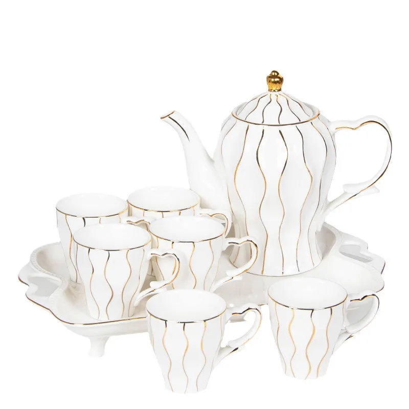 Ceramic afternoon tea set, including cups and saucers for family, living room housewarming and weddings