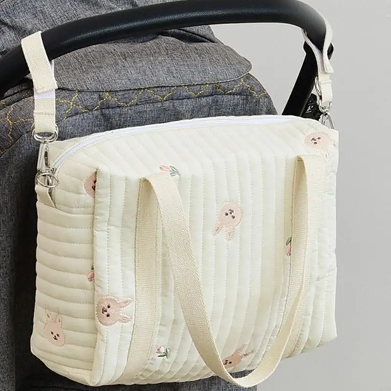 

Q22D Embroidery Quilted Stroller Diaper Bag Pram Organiser Bag Stroller Pushchair Storage Bag Mommy Bag Baby Pram Accessories