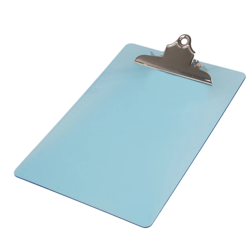 

Plastic Writing Board Clip Student Use Holder Notepad Profile Clipboard A4 Size Smooth Surface Rounded Corners Hanging Loop