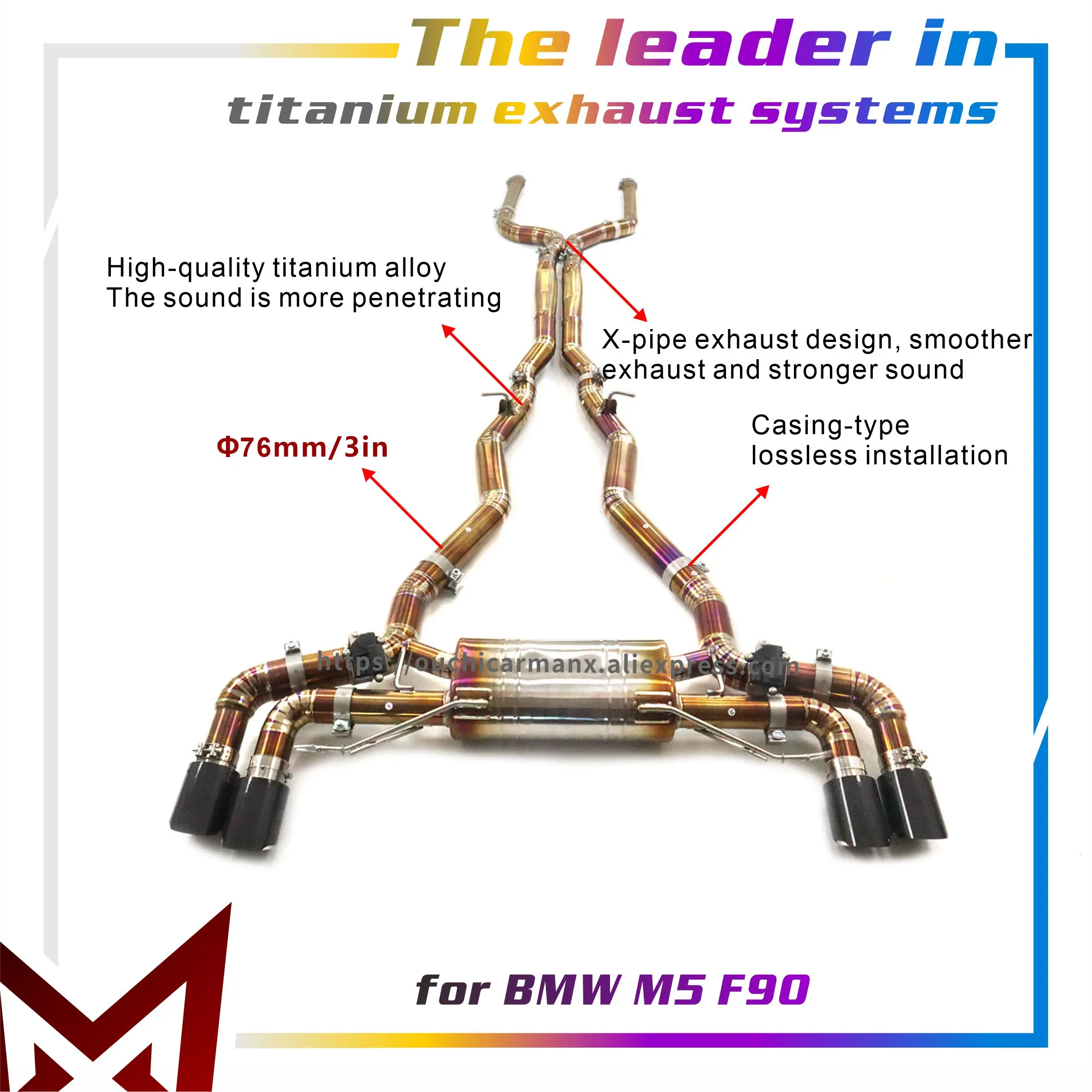 

MANX Exhaust system for BMW M5 F90 Catback Lightweight Long service life Ti Electronic valves Muffler