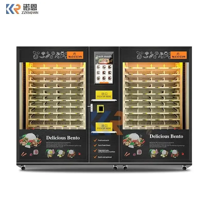 Hot SalesHot SalesHot SalesLarge Capacity 2 Cabinets Hot Food Vending Machine With Microwave Heating And Smart Touch Screen