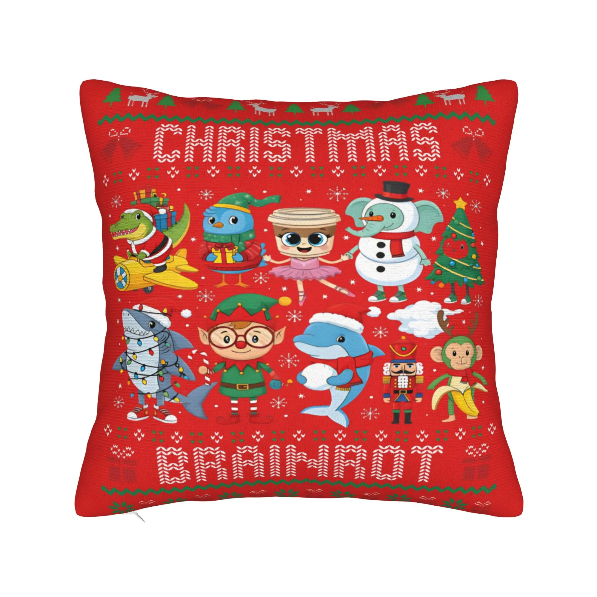 Christmas Italian Brain Rot Italian Brainrot Boy Kids  Pillow Case  Graphic Pillow Cover For Sofa Home Retro Trend Cushion Cover