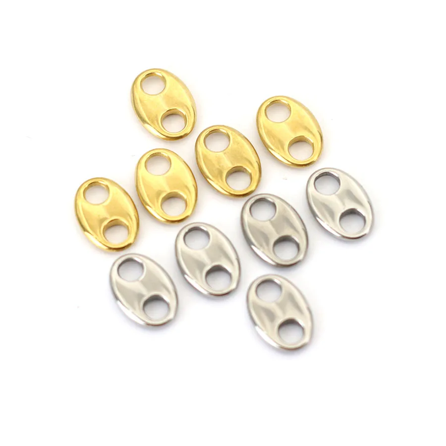 1.5cm Stainless Steel Double Hole Metal Connecting Buckle For Jewelry Making Gold Silver Color Pig Nose Button DIY Bracelet