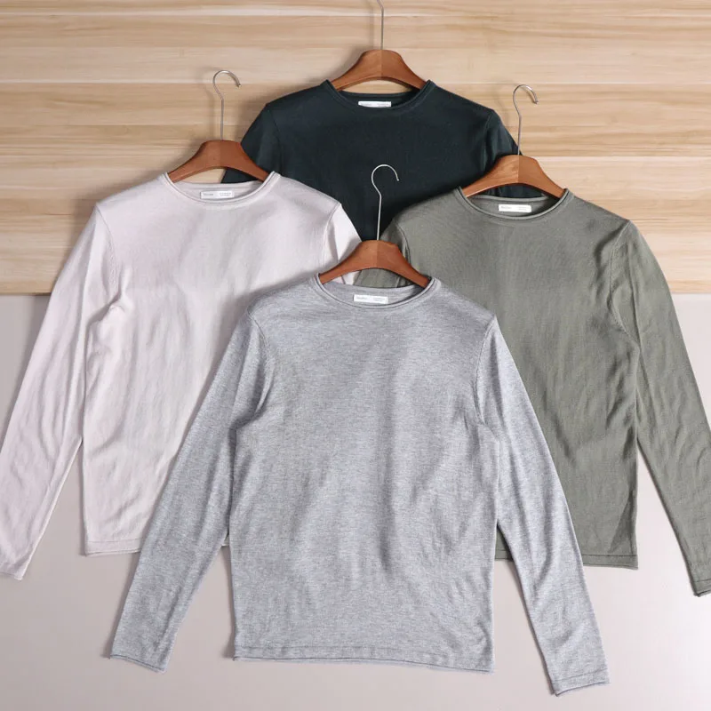 

Легкий вязаный свитер American Sle, мужской круглый свитер из смеси шерсти Ne, мягкий удобный повседневный топ с манжетами Sve Long Sve