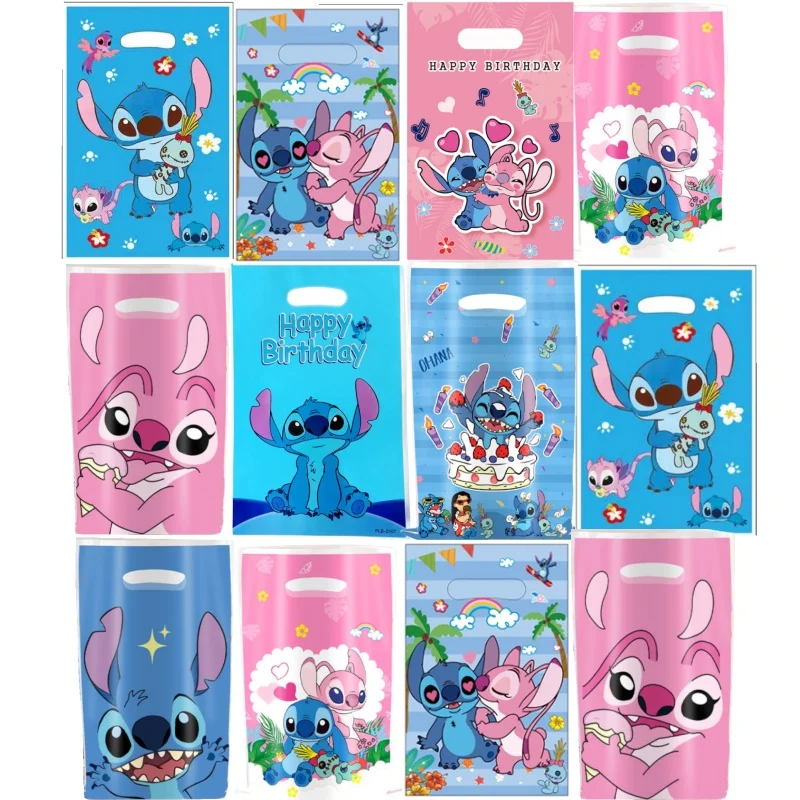 

10/50pcs Pink Lilo&Stitch Gift Bag Candy Loot Bag Cartoon Theme Party Festival Event Birthday Decoration Favor Party Supplies