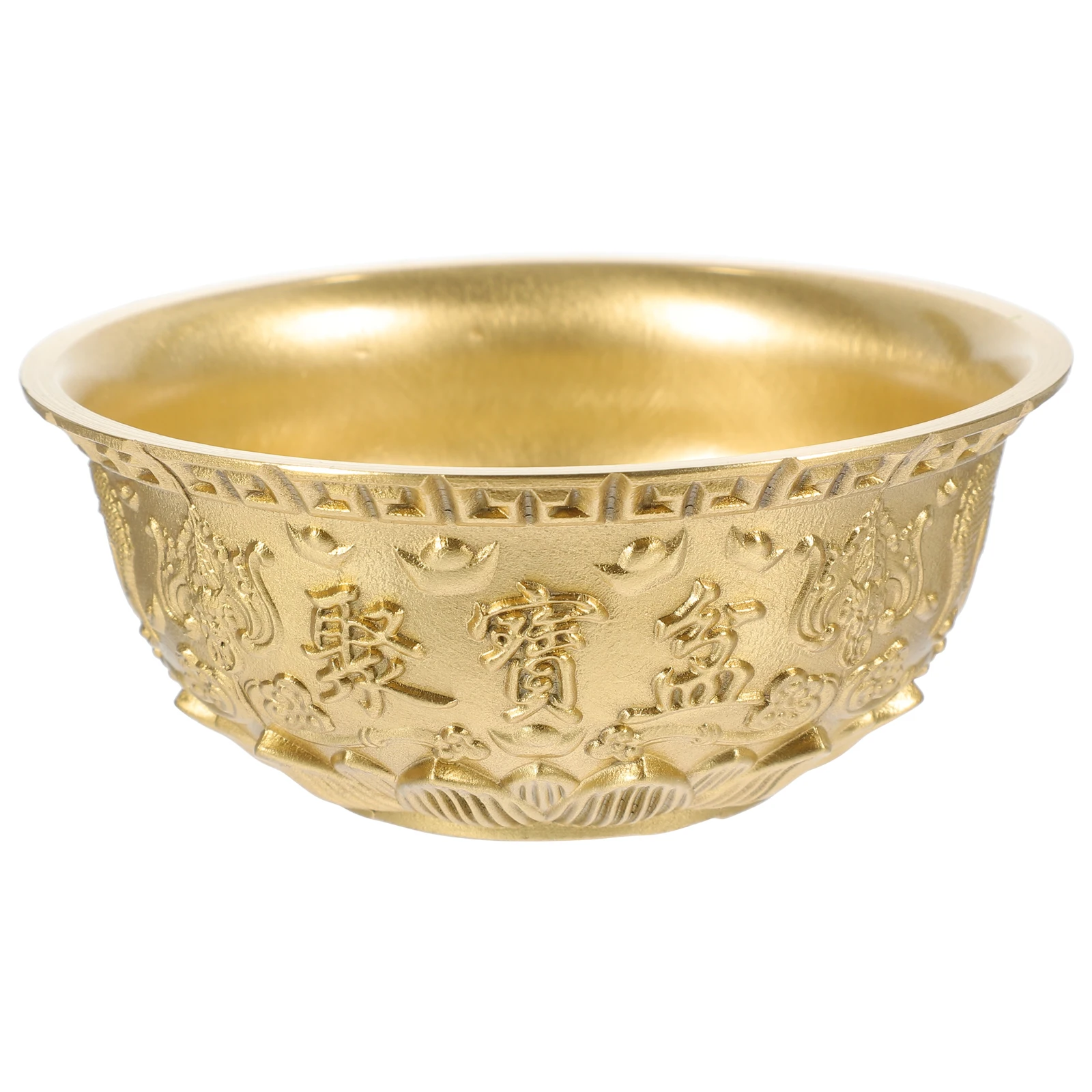 

Brass Treasure Basin Bowl 12cm Wealth Luck Home Office Decor Gift 260g Gold Bowl Treasure Decoration Item